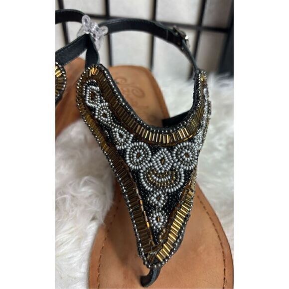 Naughty Monkey Black Beaded Wedge Sandals - Picture 2 of 8